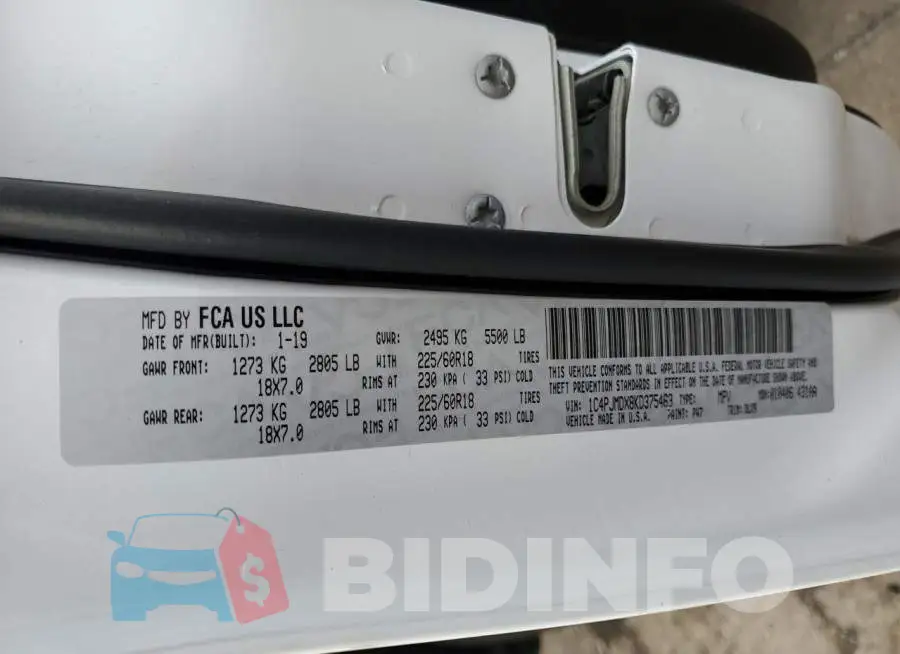 1C4PJMDX8KD375463 Photo# 12
