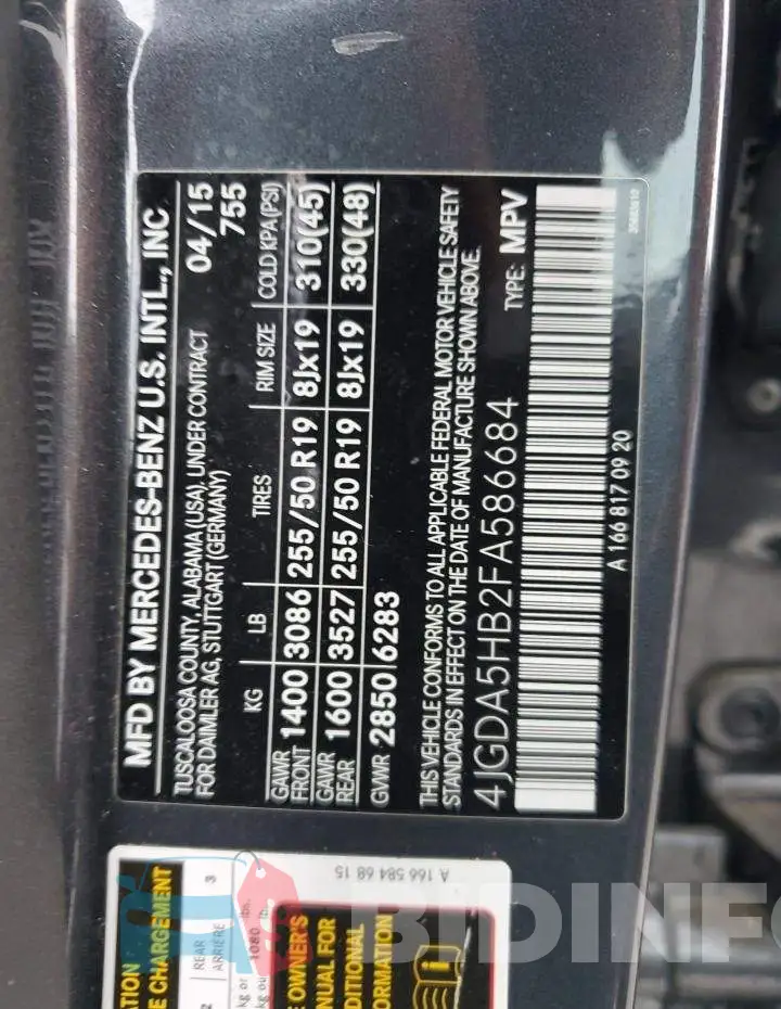 4JGDA5HB2FA586684 Photo# 13