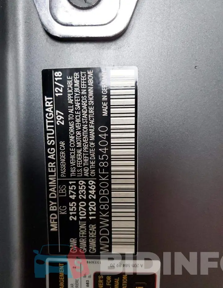 WDDWK8DB0KF854040 Photo# 12