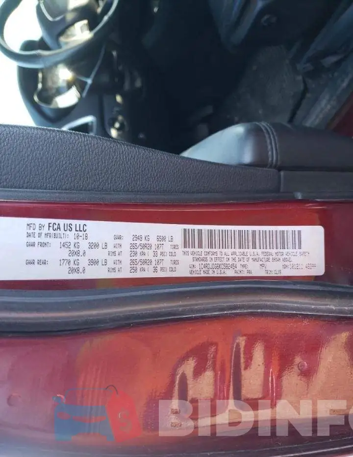 1C4RDJDG6KC582454 Photo# 14