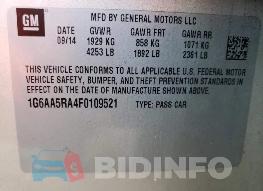 1G6AA5RA4F0109521 Photo# 12