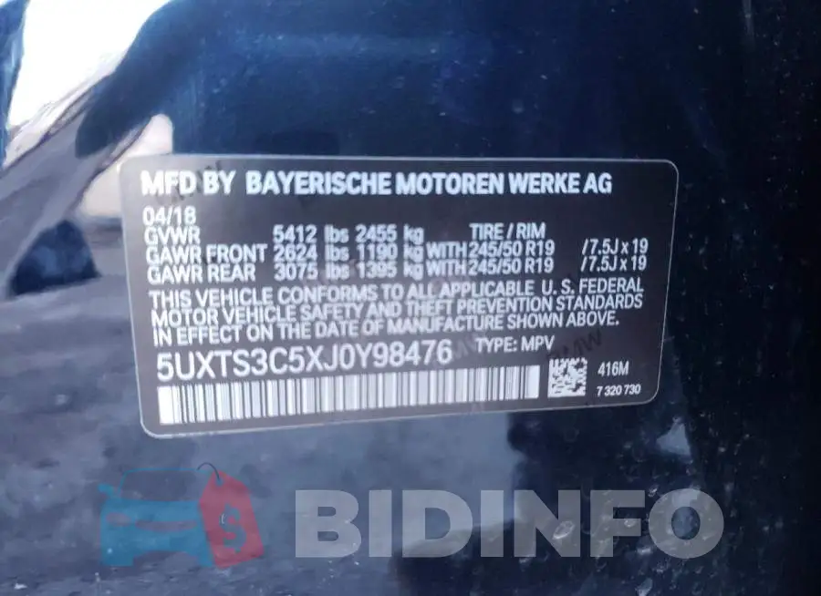 5UXTS3C5XJ0Y98476 Photo# 14
