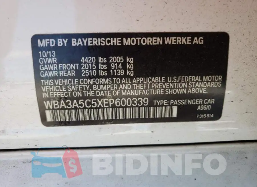 WBA3A5C5XEP600339 Photo# 12