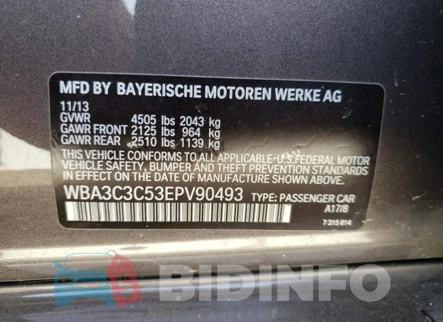 WBA3C3C53EPV90493 Photo# 10