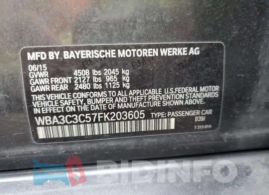WBA3C3C57FK203605 Photo# 12