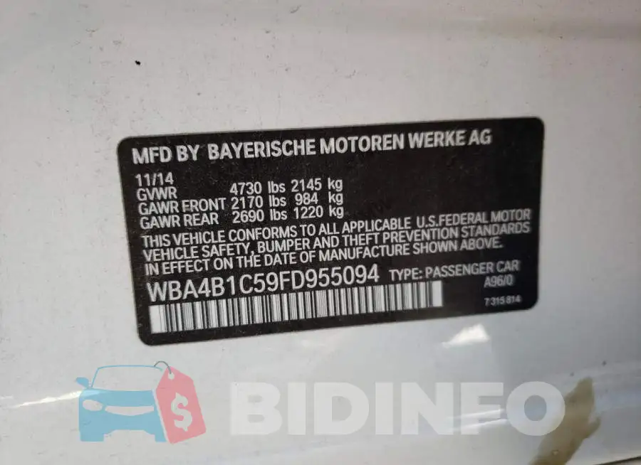 WBA4B1C59FD955094 Photo# 10