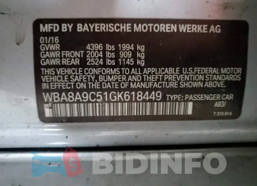 WBA8A9C51GK618449 Photo# 12