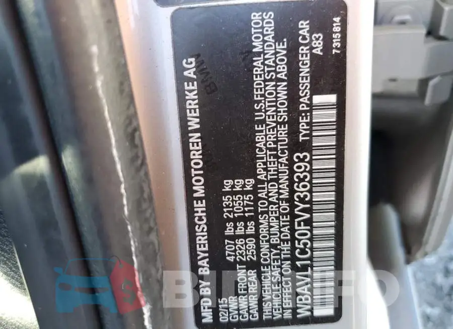WBAVL1C50FVY36393 Photo# 14