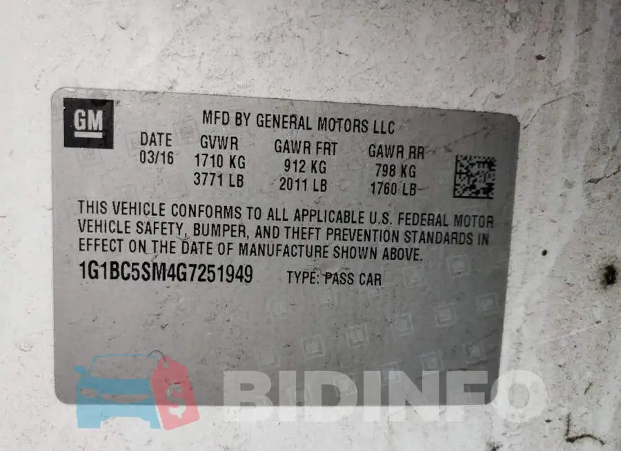 1G1BC5SM4G7251949 Photo# 13