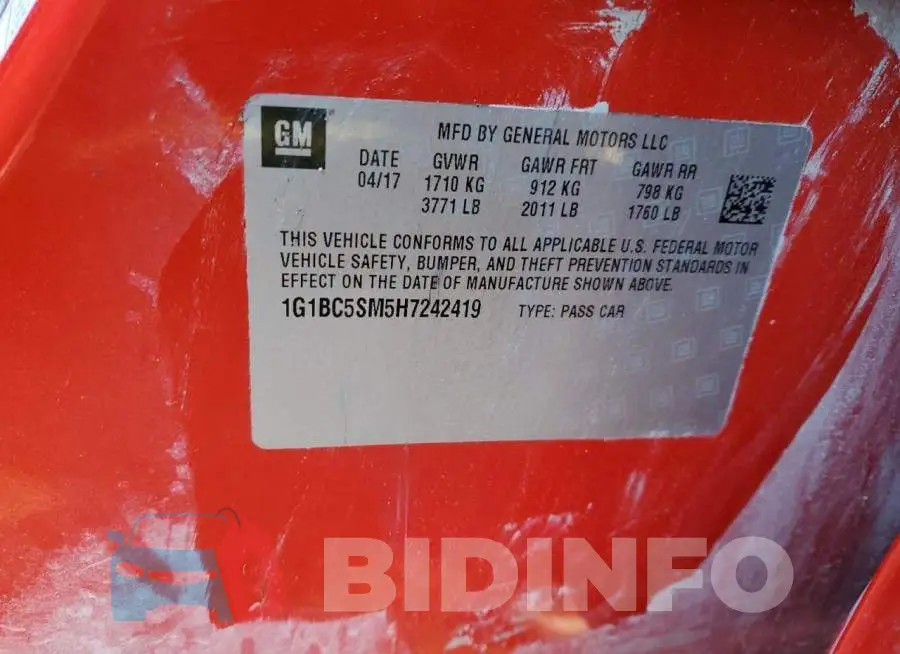 1G1BC5SM5H7242419 Photo# 13