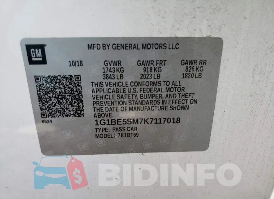 1G1BE5SM7K7117018 Photo# 12