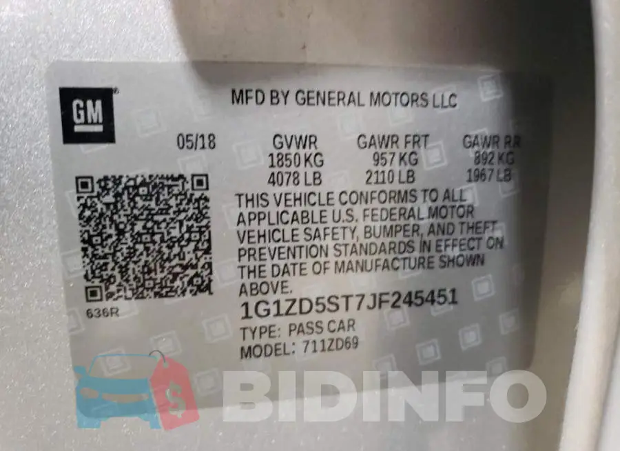 1G1ZD5ST7JF245451 Photo# 12