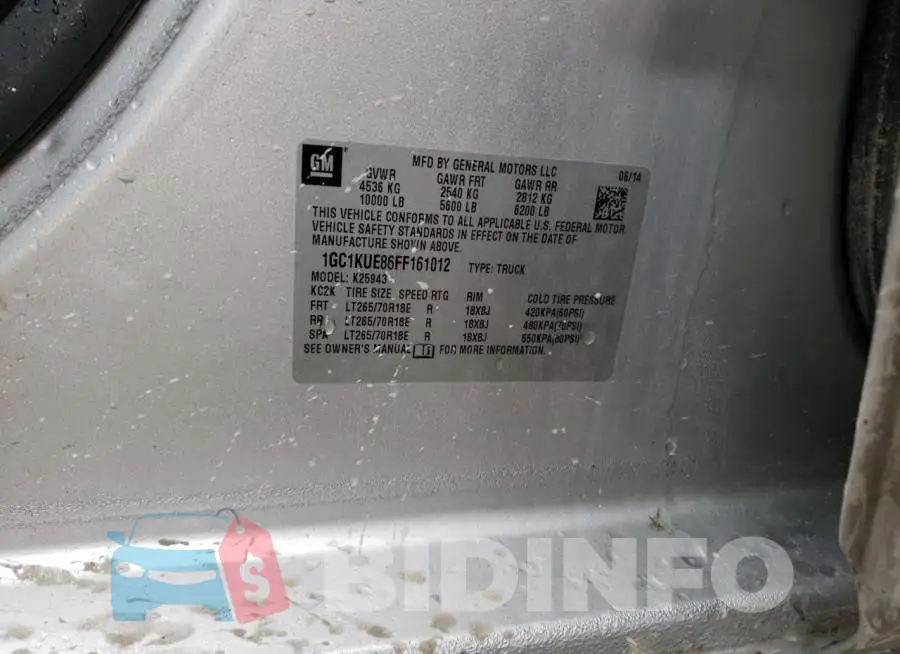1GC1KUE86FF161012 Photo# 10