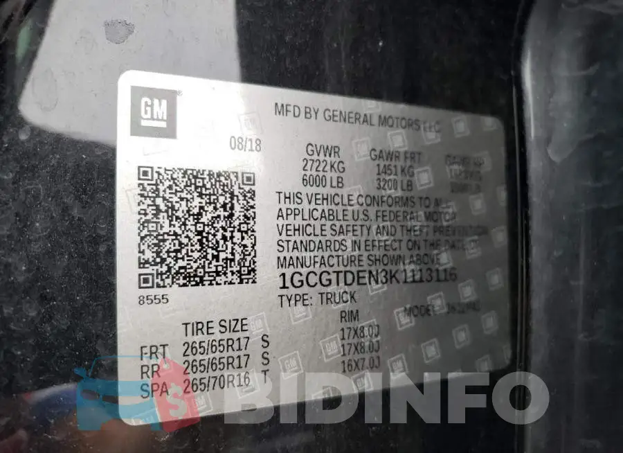 1GCGTDEN3K1113116 Photo# 10