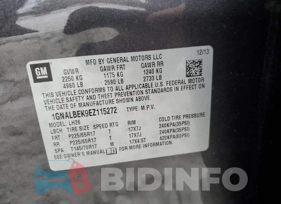 1GNALBEK9EZ115272 Photo# 10