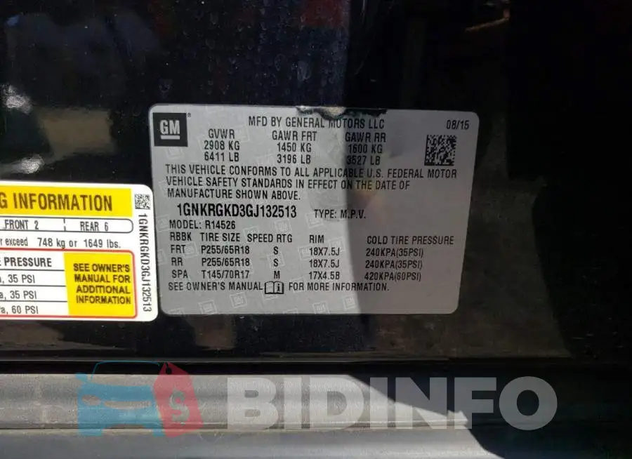 1GNKRGKD3GJ132513 Photo# 13