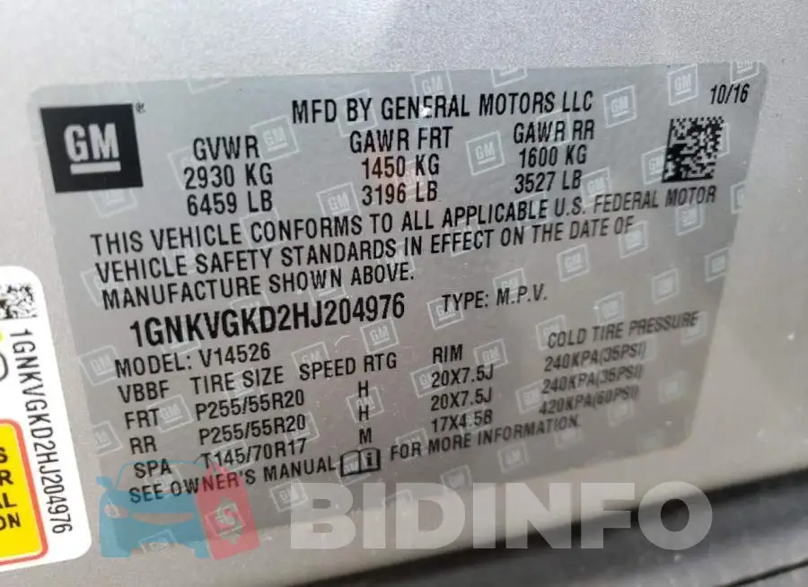1GNKVGKD2HJ204976 Photo# 13