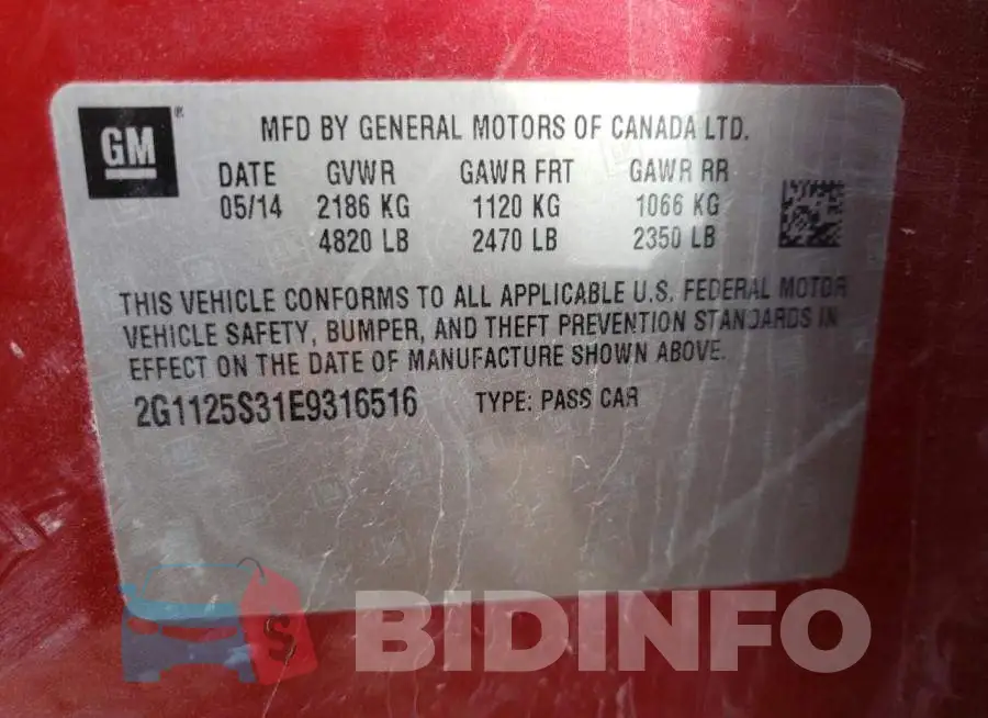 2G1125S31E9316516 Photo# 13