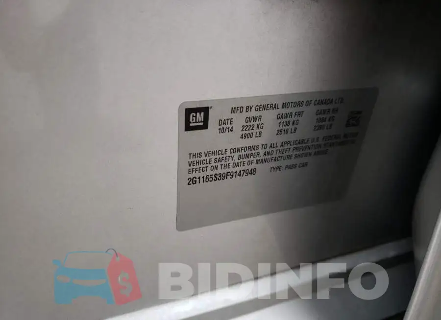 2G1165S39F9147948 Photo# 12