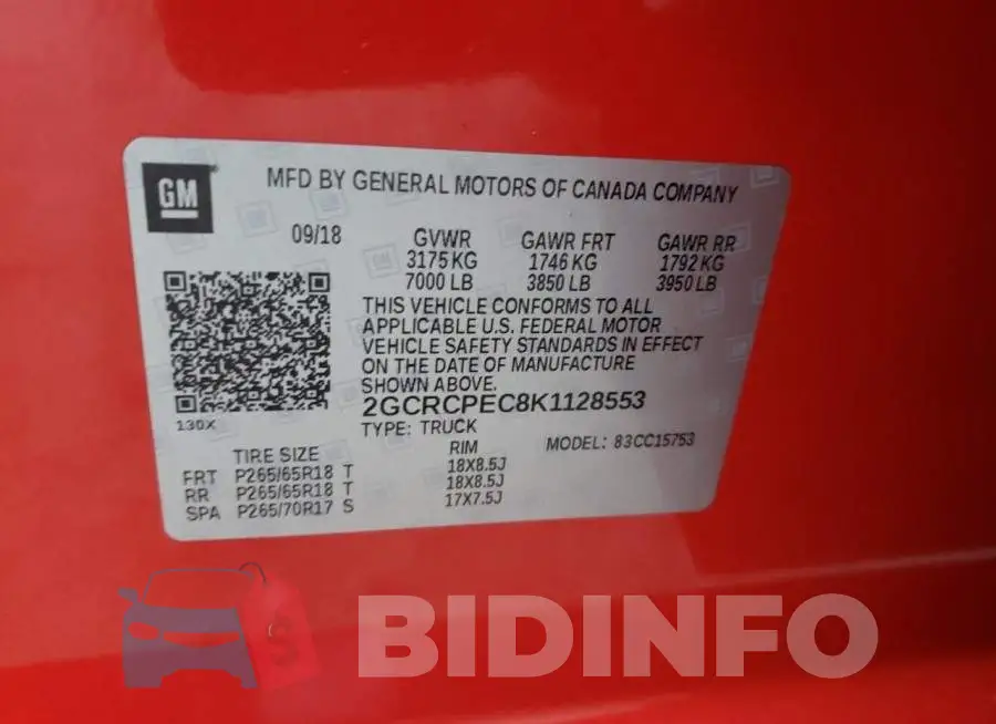 2GCRCPEC8K1128553 Photo# 12