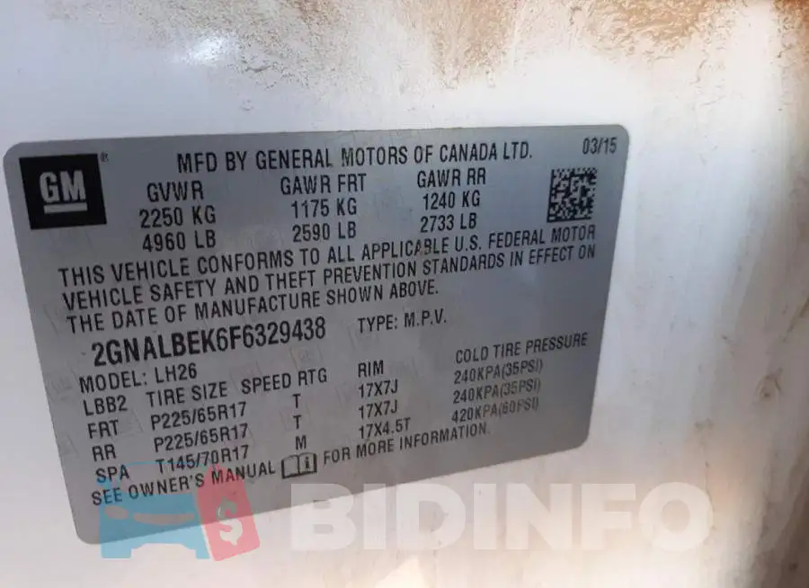 2GNALBEK6F6329438 Photo# 12