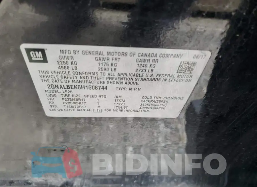 2GNALBEK6H1608744 Photo# 14