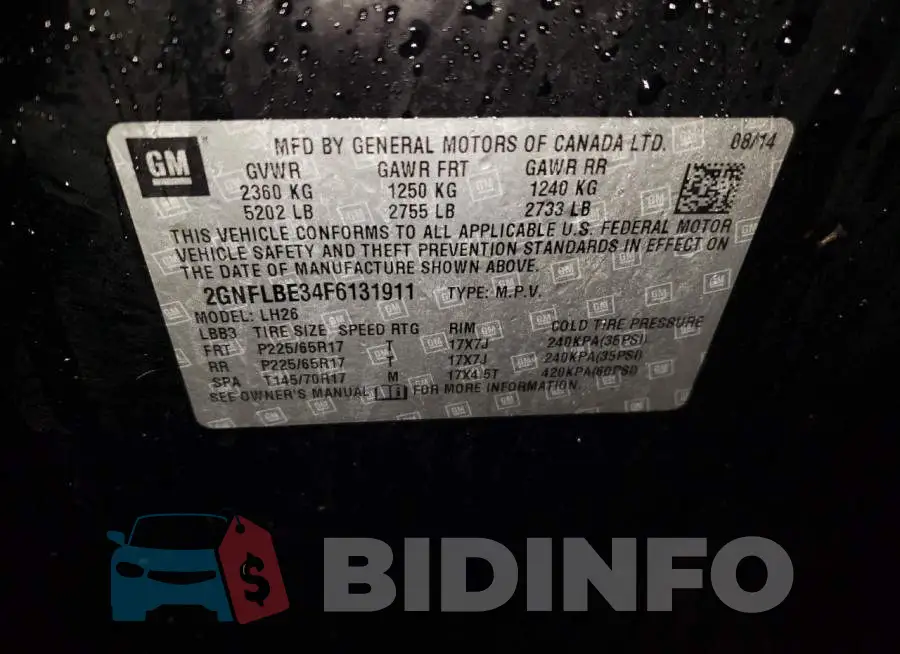 2GNFLBE34F6131911 Photo# 13