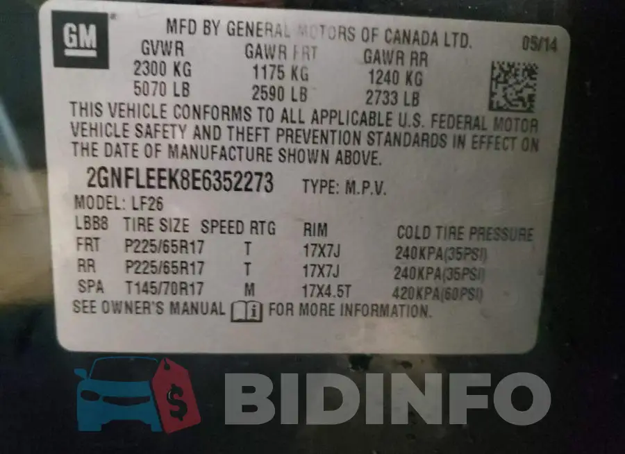 2GNFLEEK8E6352273 Photo# 13