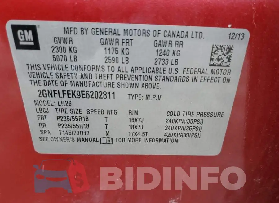 2GNFLFEK9E6202811 Photo# 12