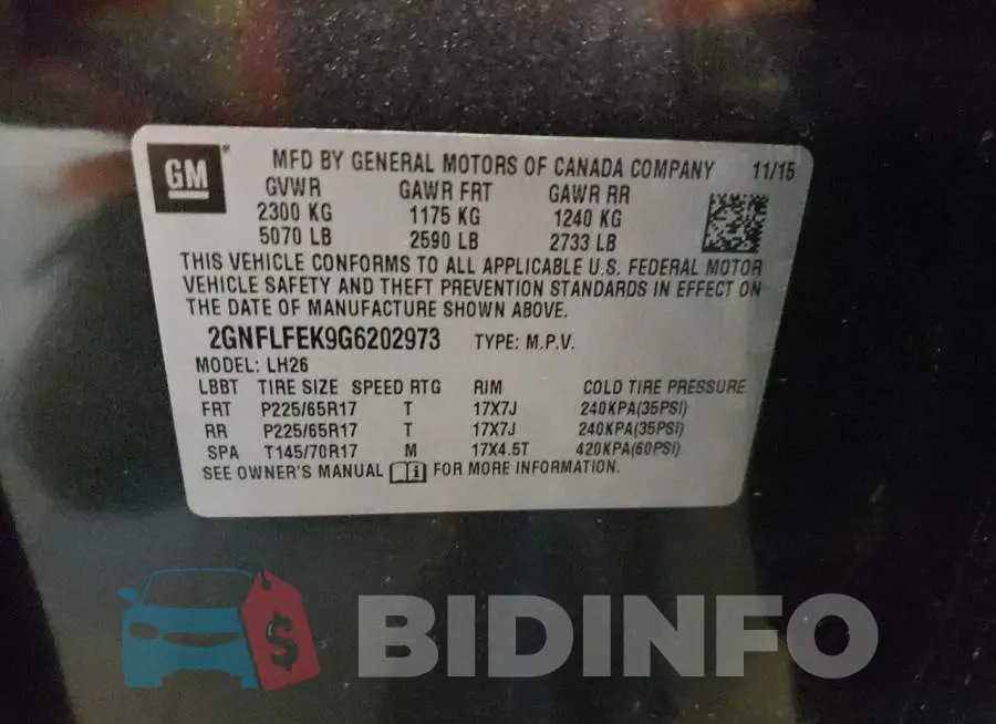 2GNFLFEK9G6202973 Photo# 14