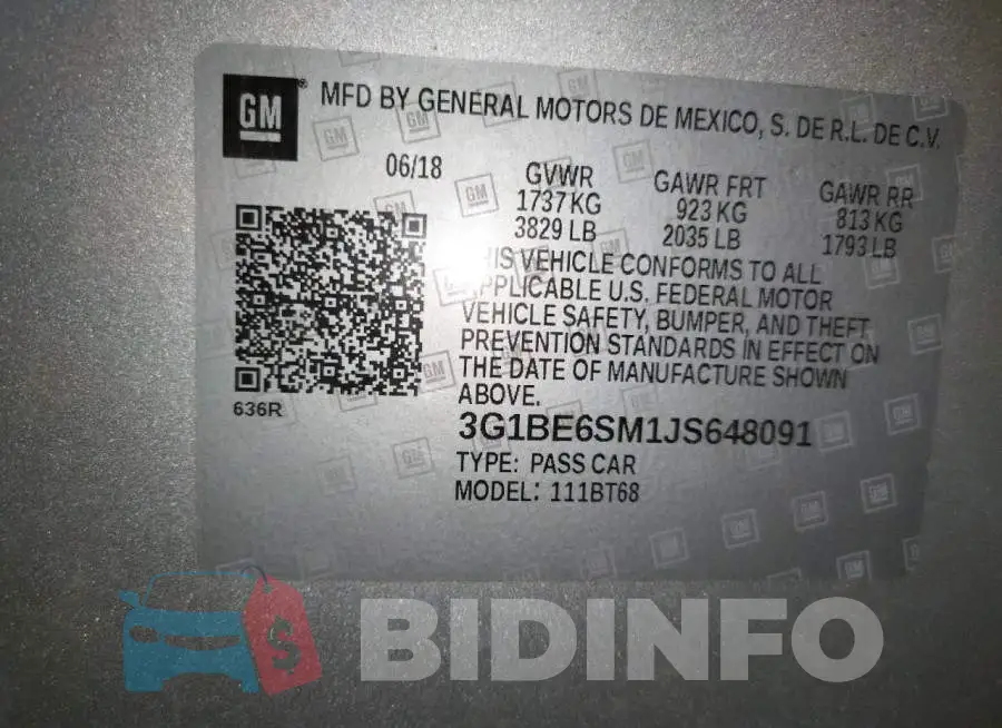 3G1BE6SM1JS648091 Photo# 13