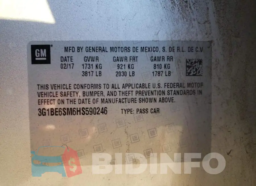 3G1BE6SM6HS590246 Photo# 13