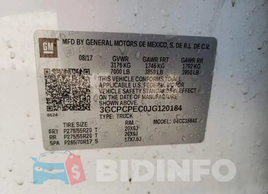 3GCPCPEC0JG120184 Photo# 10