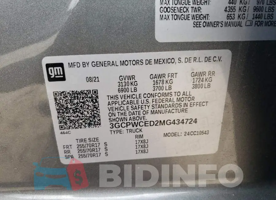 3GCPWCED2MG434724 Photo# 13