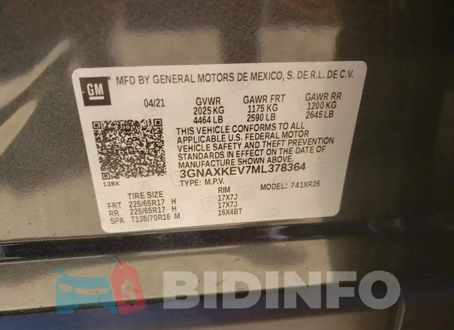 3GNAXKEV7ML378364 Photo# 13