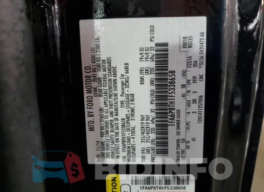 1FA6P8TH1F5338658 Photo# 12