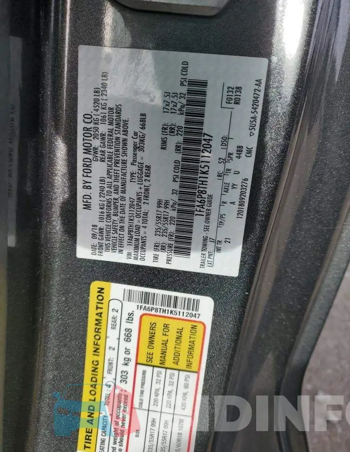 1FA6P8TH1K5112047 Photo# 12