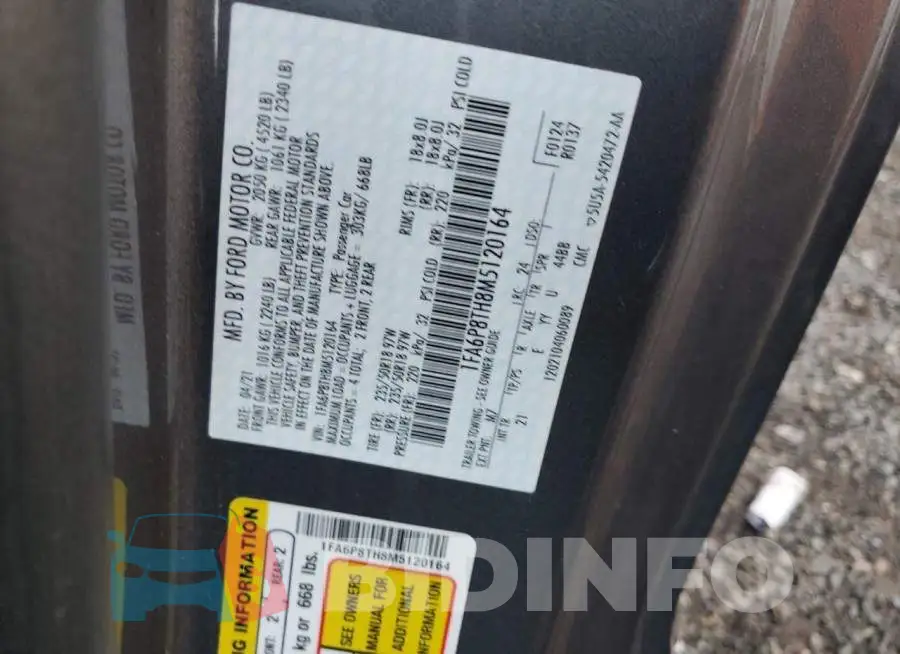 1FA6P8TH8M5120164 Photo# 10