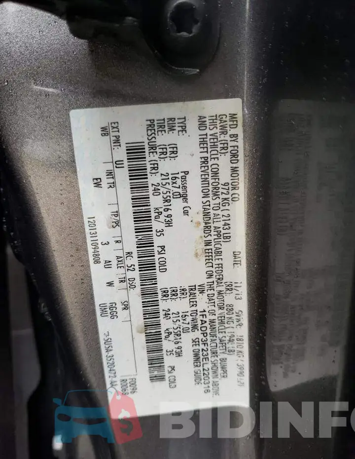 1FADP3F23EL220316 Photo# 13