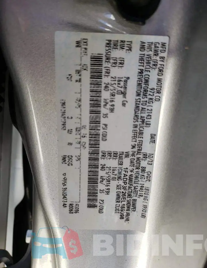 1FADP3F26EL189398 Photo# 12