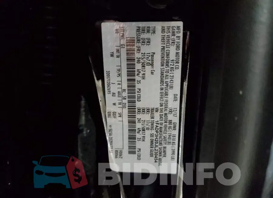1FADP3H20JL230454 Photo# 12