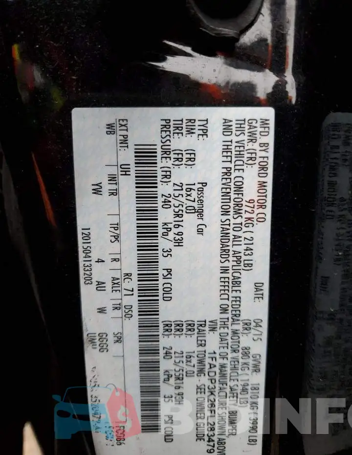 1FADP3K26FL283479 Photo# 12