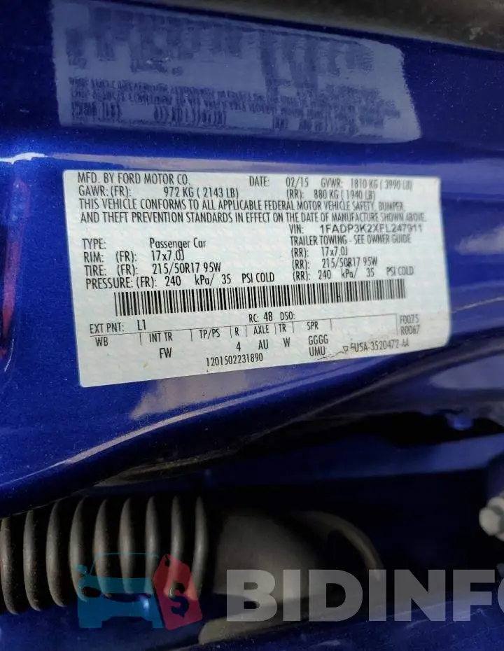 1FADP3K2XFL247911 Photo# 12