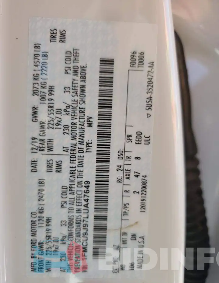 1FMCU9J97LUA47649 Photo# 13