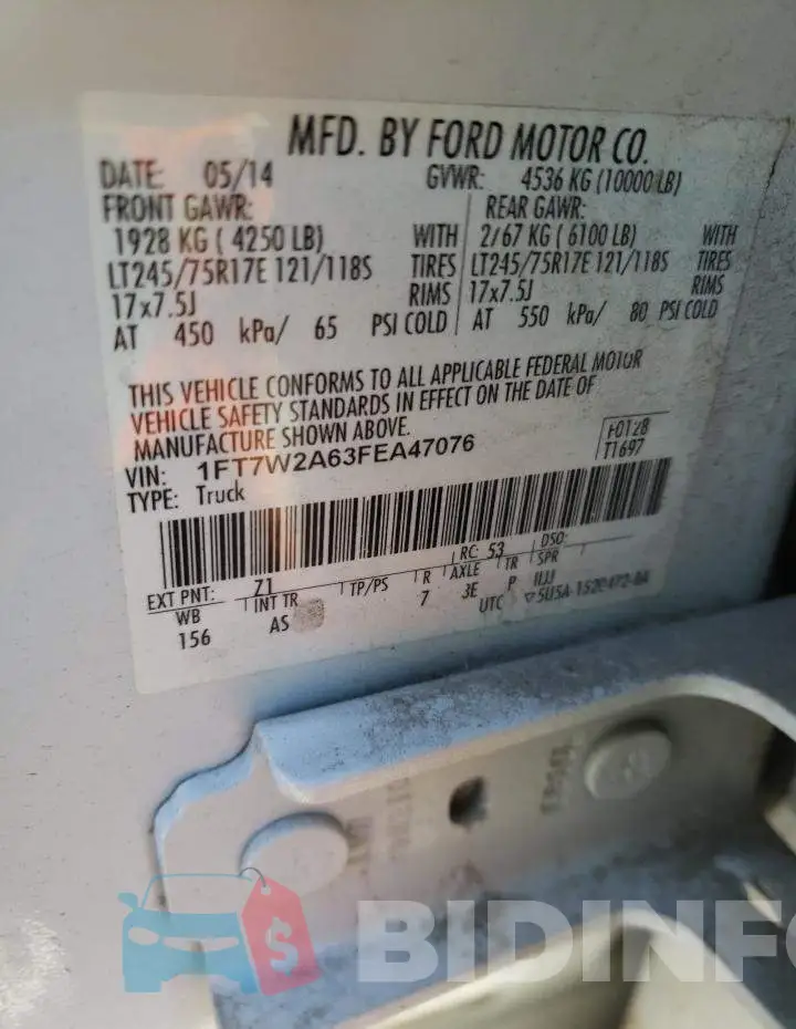 1FT7W2A63FEA47076 Photo# 10