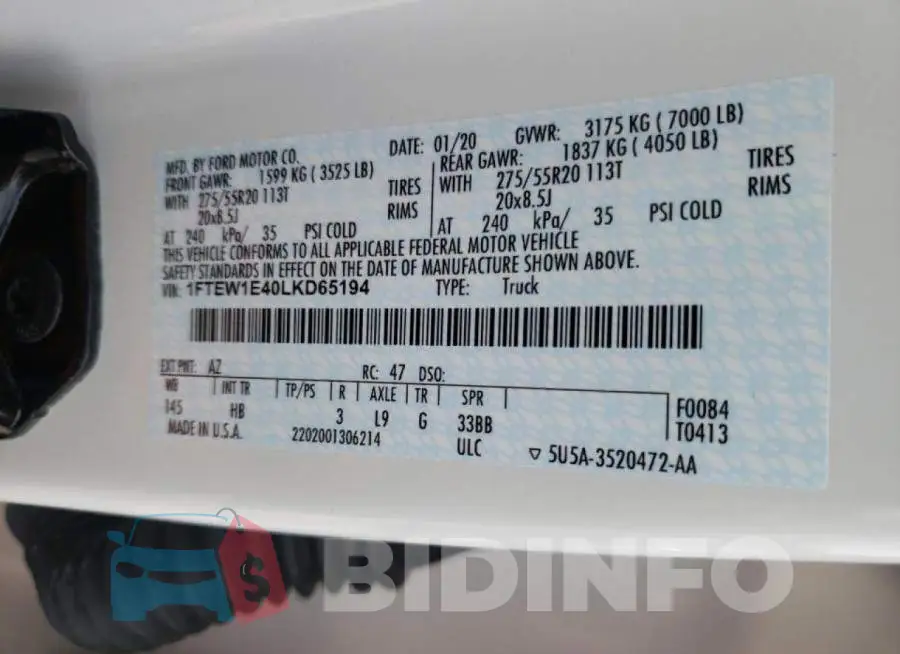 1FTEW1E40LKD65194 Photo# 10