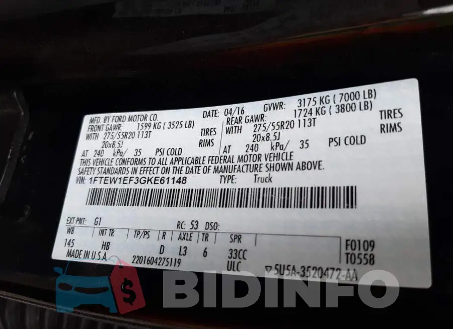 1FTEW1EF3GKE61148 Photo# 12
