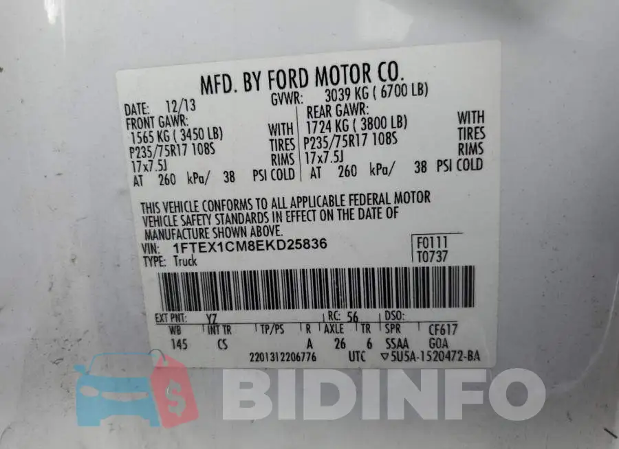 1FTEX1CM8EKD25836 Photo# 12