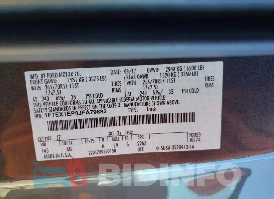 1FTEX1EP8JFA79882 Photo# 12