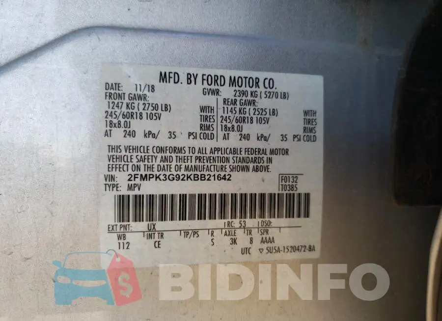 2FMPK3G92KBB21642 Photo# 12